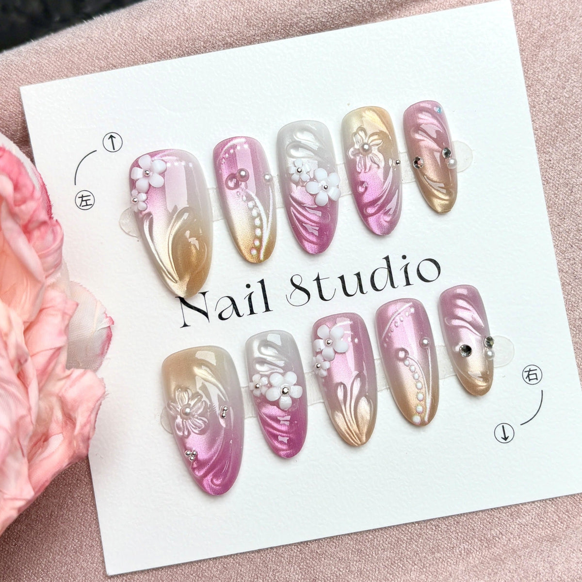 Artistic Press-On Nail Set with Elegant Patterns — product view 3