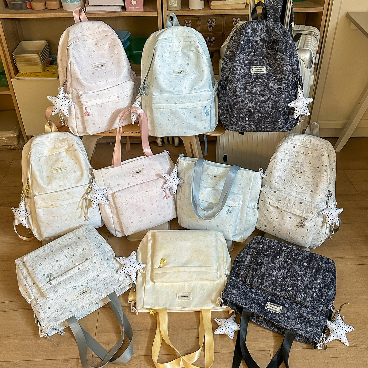 Star-Patterned Casual Tote Bag LoungeYard — product view 4
