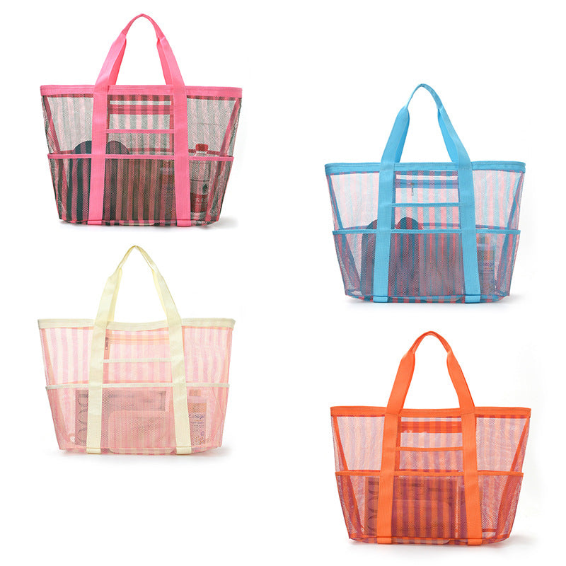 Beach bag made of durable mesh material with sturdy handles LoungeYard — product view 1