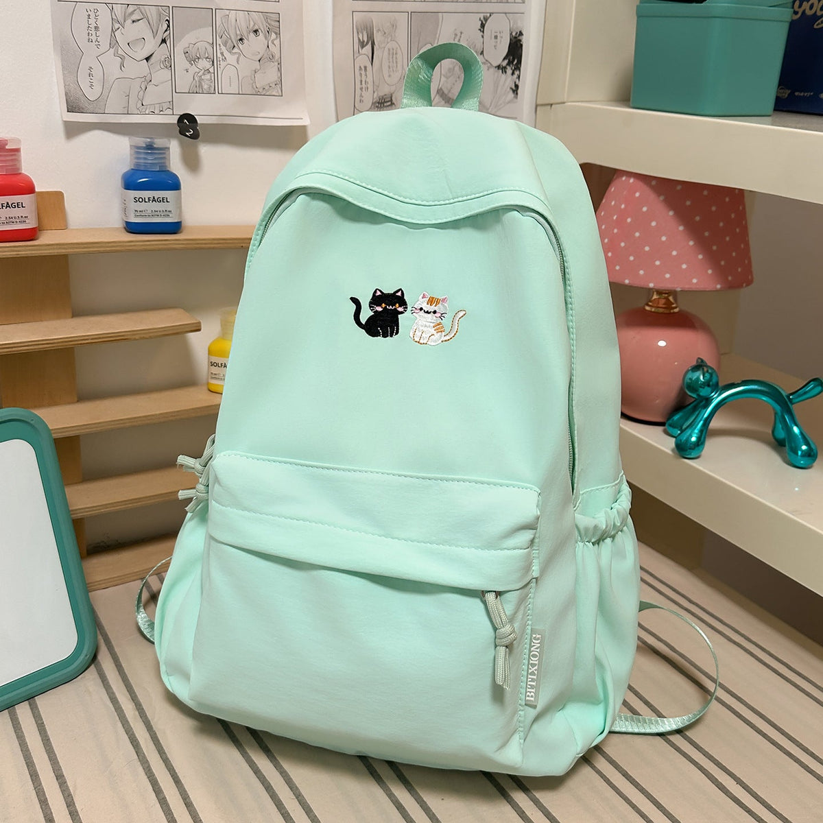 Embroidered Cat-Themed Casual Backpack LoungeYard — product view 6
