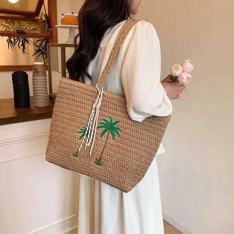 Summer basket bag with palm pattern LoungeYard — product view 3