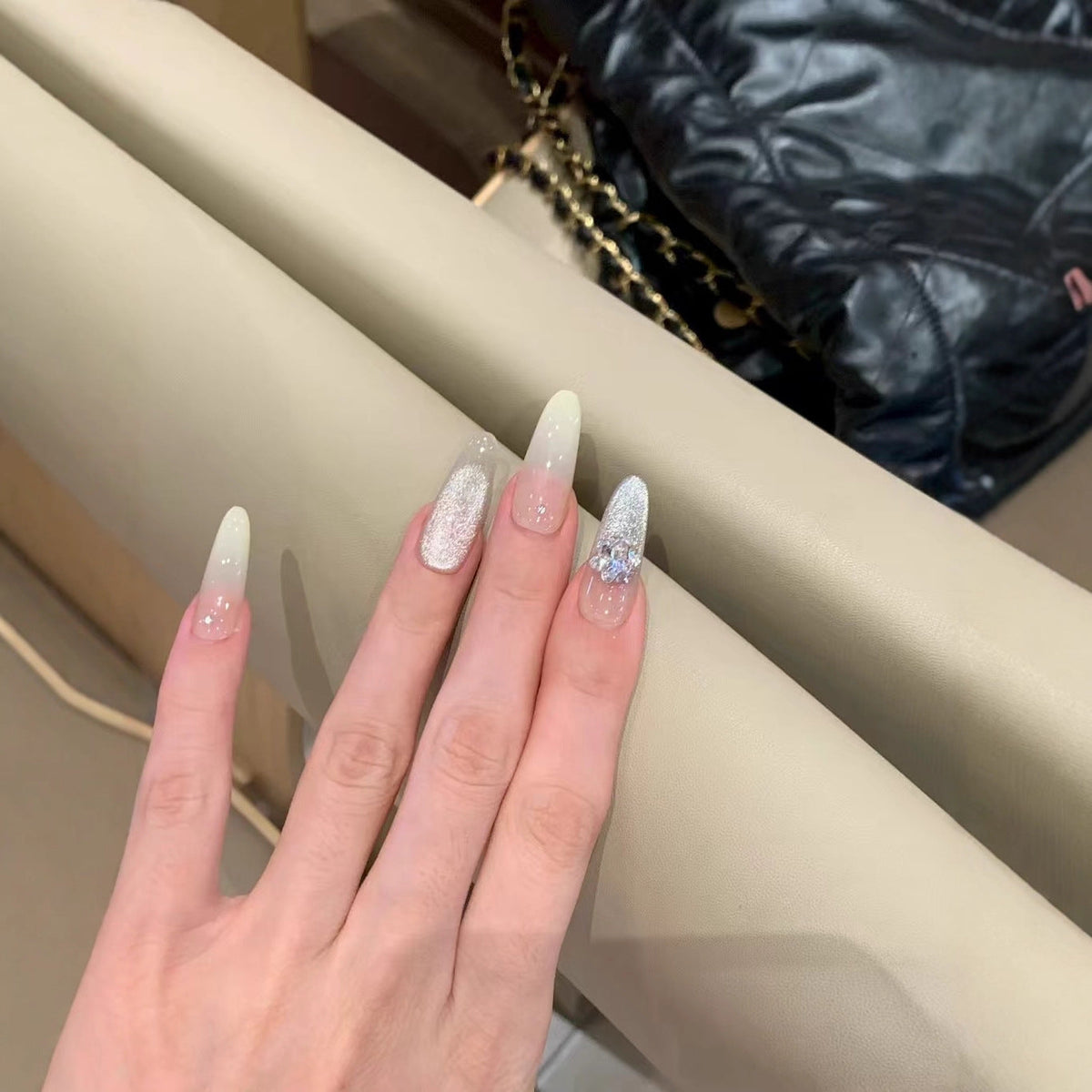 Glamorous Long Stiletto Nail Extensions with Rhinestone Accents — product view 4