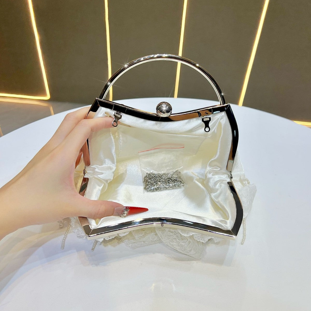 Ruffled Lace Evening Clutch — product view 3
