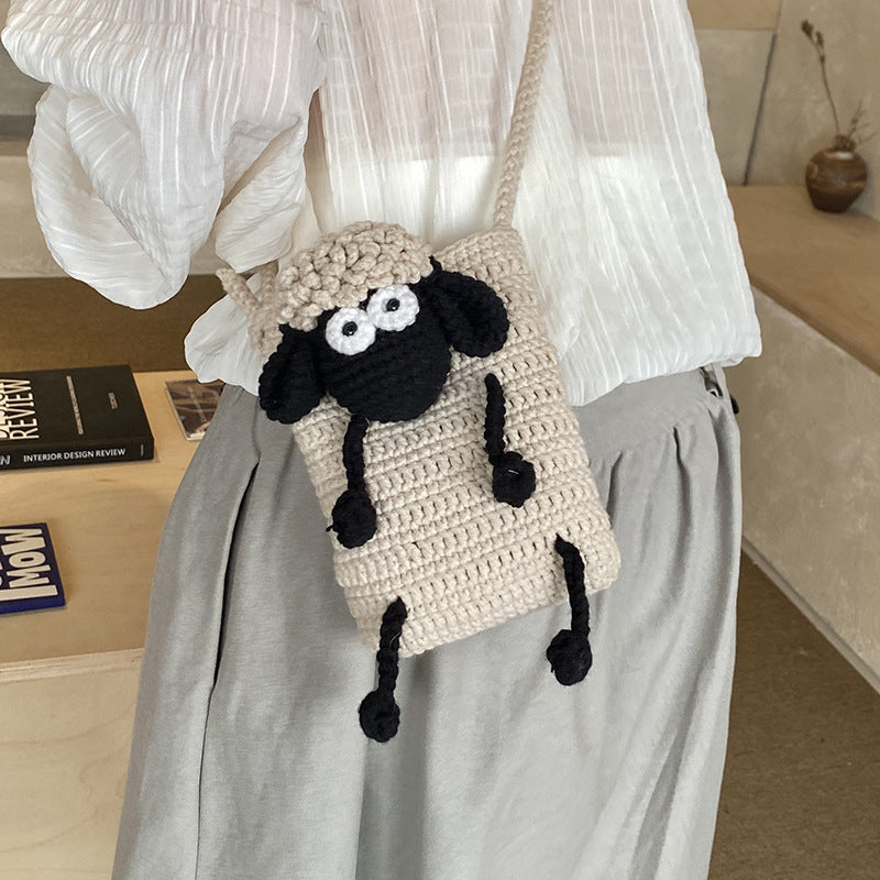 Cute Sheep-Themed Crochet Mini Backpack — product view 1