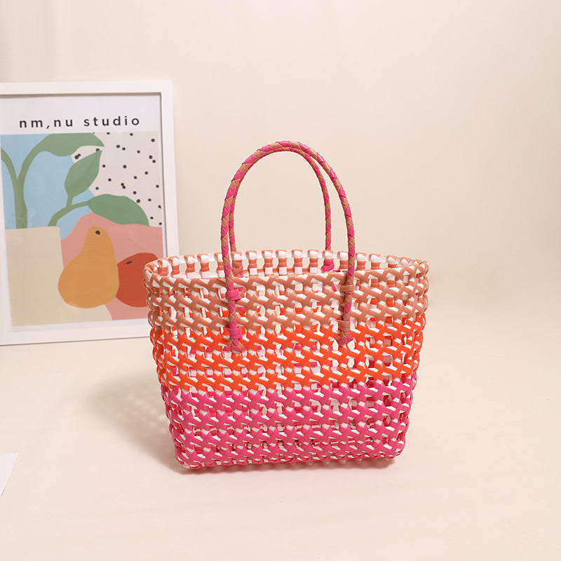 Handcrafted straw bag with colorful gradient LoungeYard — product view 6