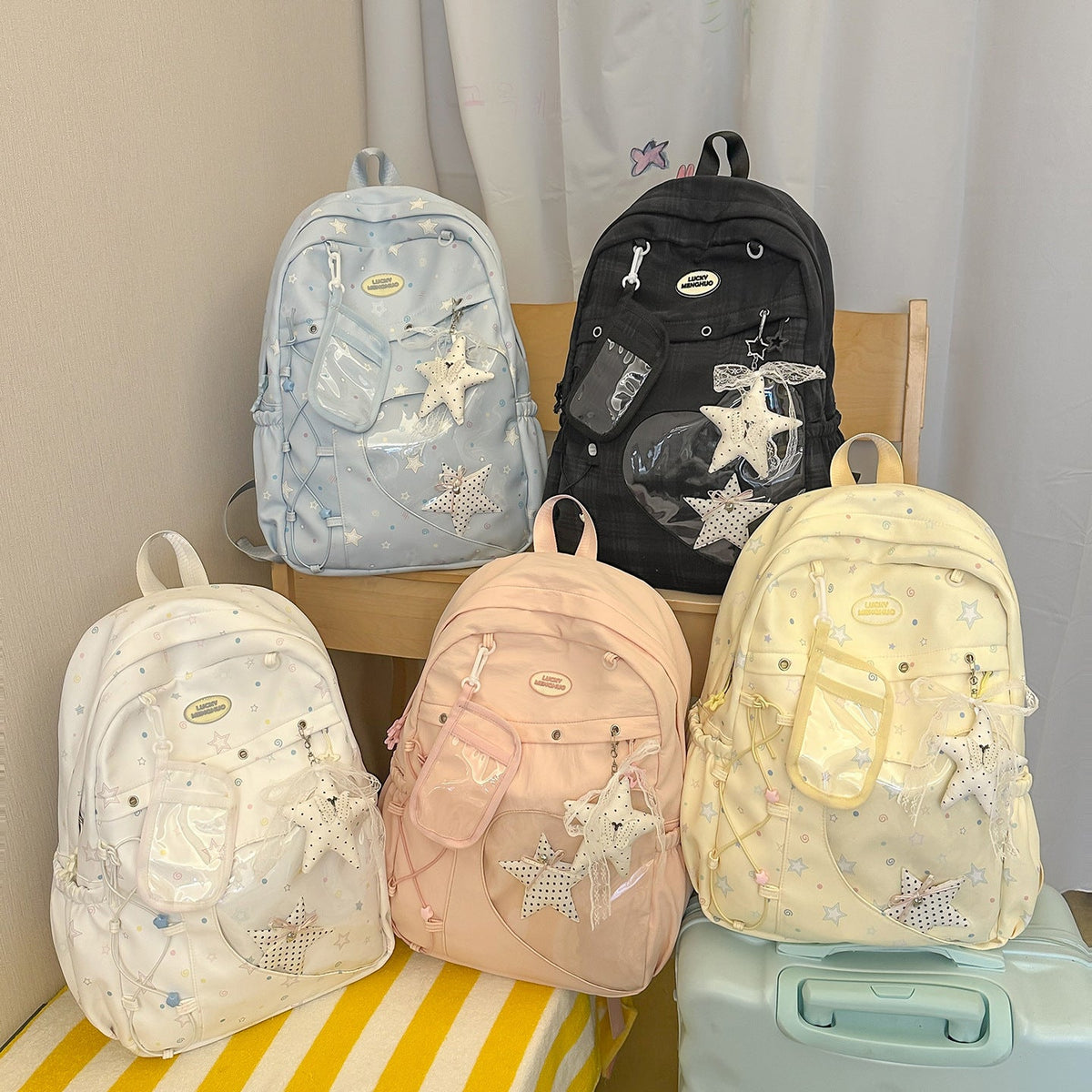 Heart-Appliqué Casual Backpack LoungeYard — product view 4