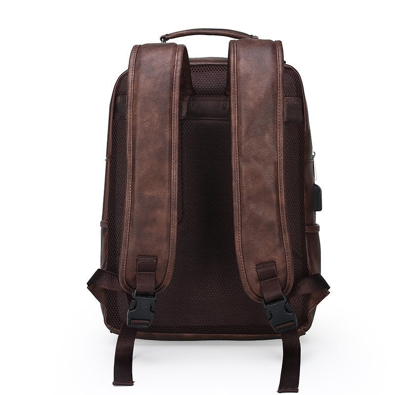 Premium Vintage Leather Backpack LoungeYard — product view 3