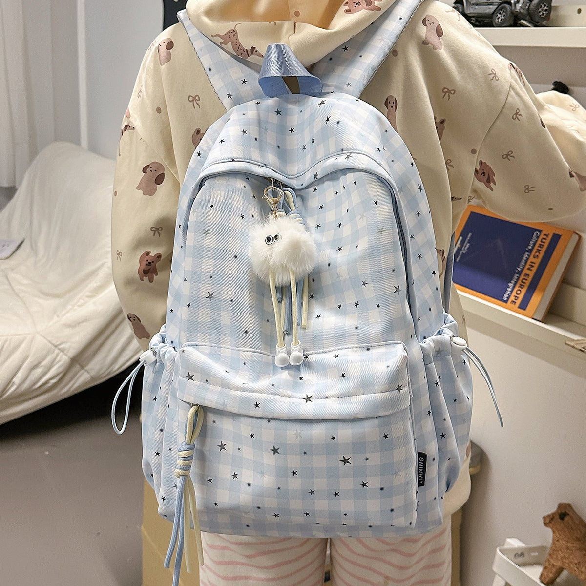 Cute Star-Embellished Daily Backpack LoungeYard — product view 1