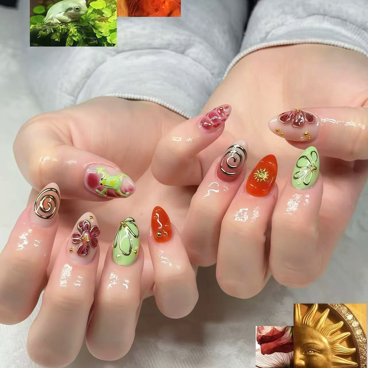 Creative Floral-Design Press-On Nails Set — product view 1
