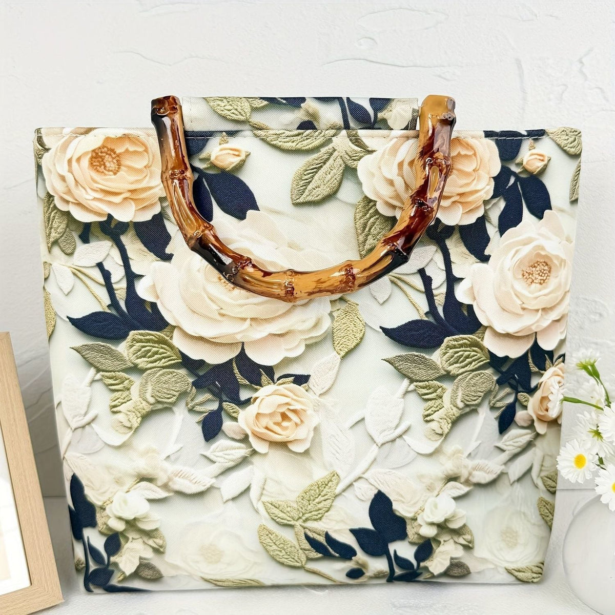 Beach bag with bamboo handles LoungeYard — product view 6