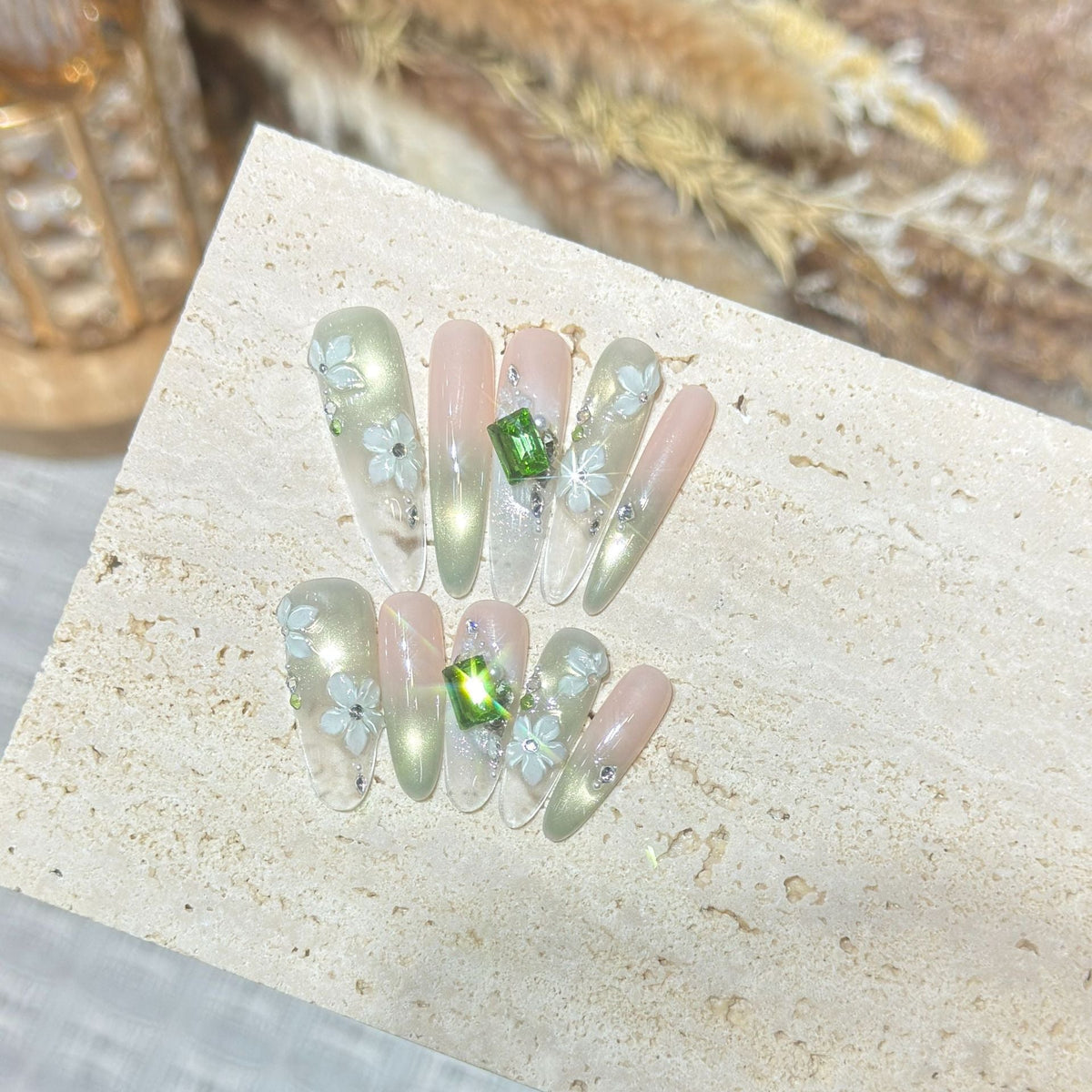 Floral Acrylic Press-On Nail Set — product view 2