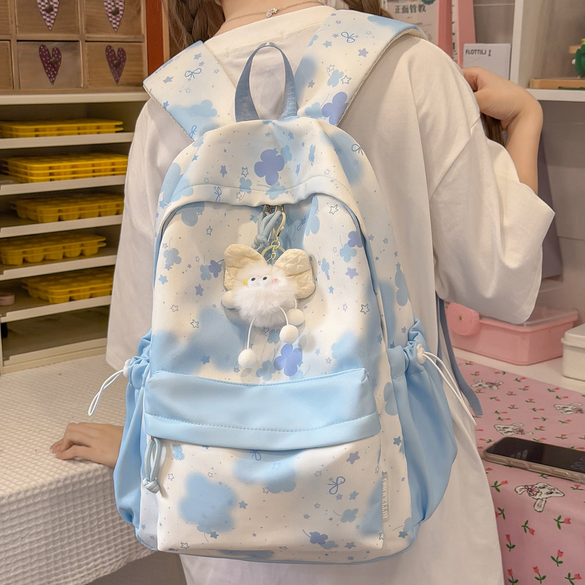 Cute Floral-Printed Backpack LoungeYard — product view 3
