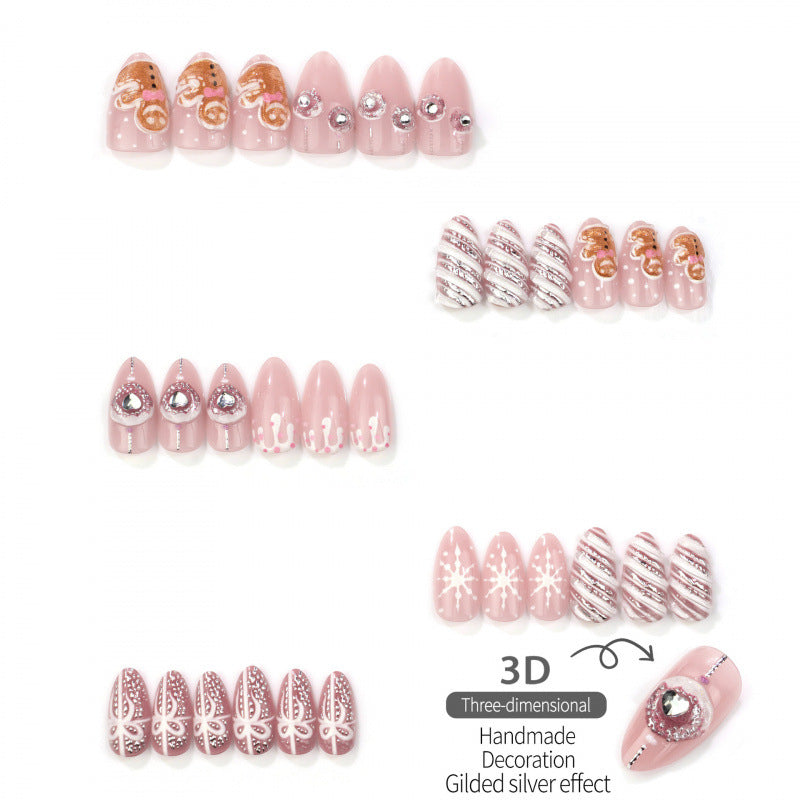 Festive Gingerbread Themed Press-On Nails — product view 3