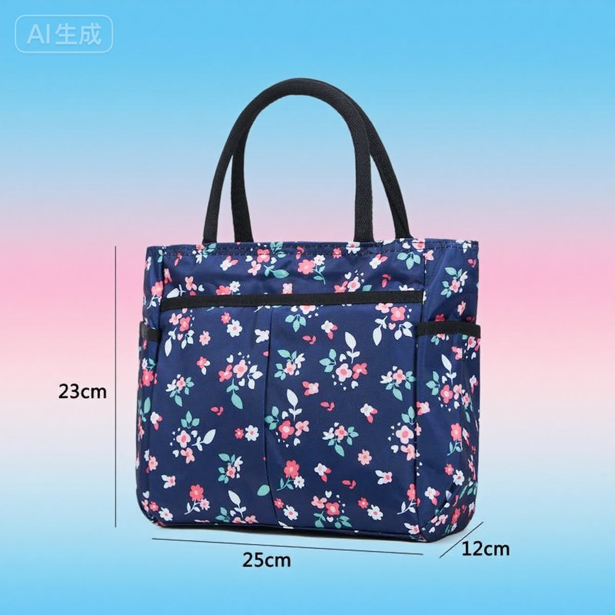 Floral Print Multi-Pocket Tote Bag LoungeYard — product view 7