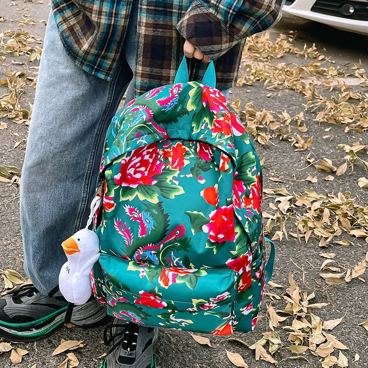Leisure backpack with colorful floral pattern LoungeYard — product view 6