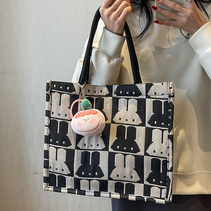 Cute Rabbit Print Canvas Tote Bag — product view 6