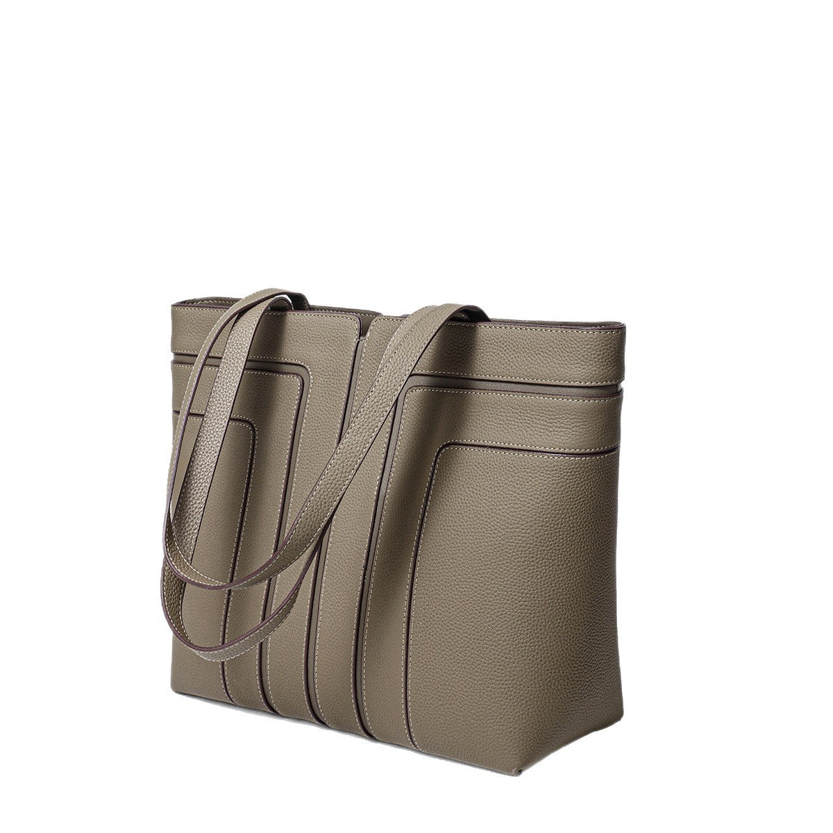 Structured Vertical-Panel Pebbled Tote Bag — product view 5