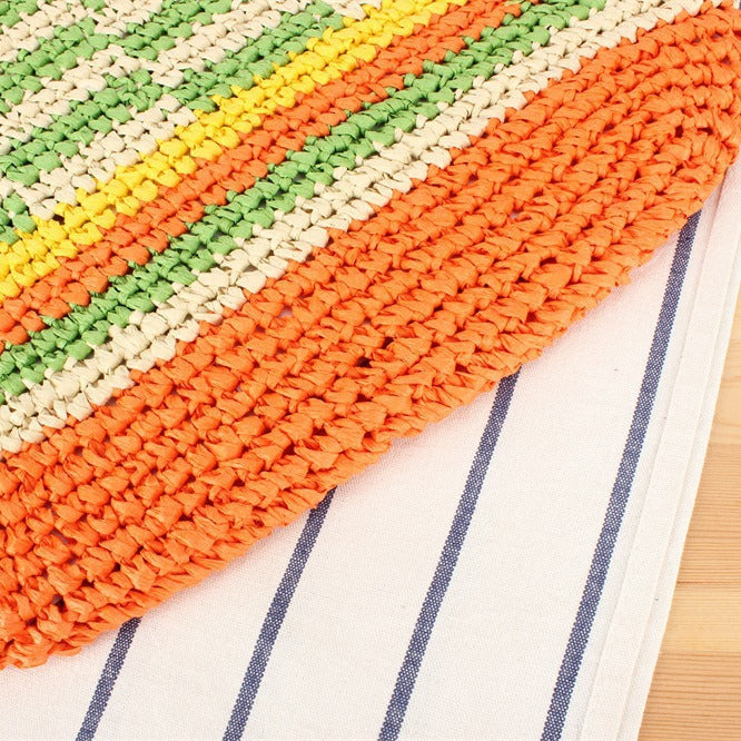 Large straw shopper with creative striped patterns LoungeYard — product view 3