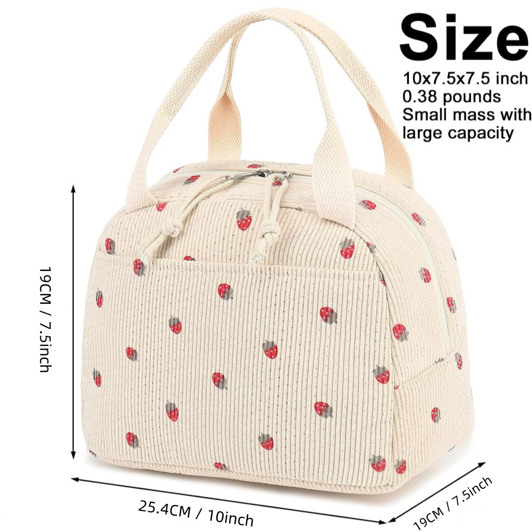 Insulated Strawberry Print Lunch Bag LoungeYard — product view 3