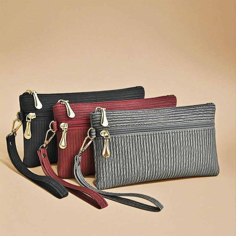 Quilted Double-Zip Wristlet Clutch Wallet with Detachable Strap LoungeYard — product view 2
