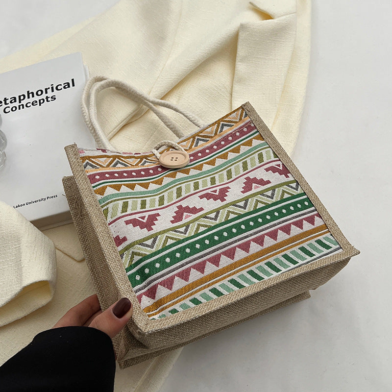 Ethnic Patterned Canvas Shopping Bag — product view 6