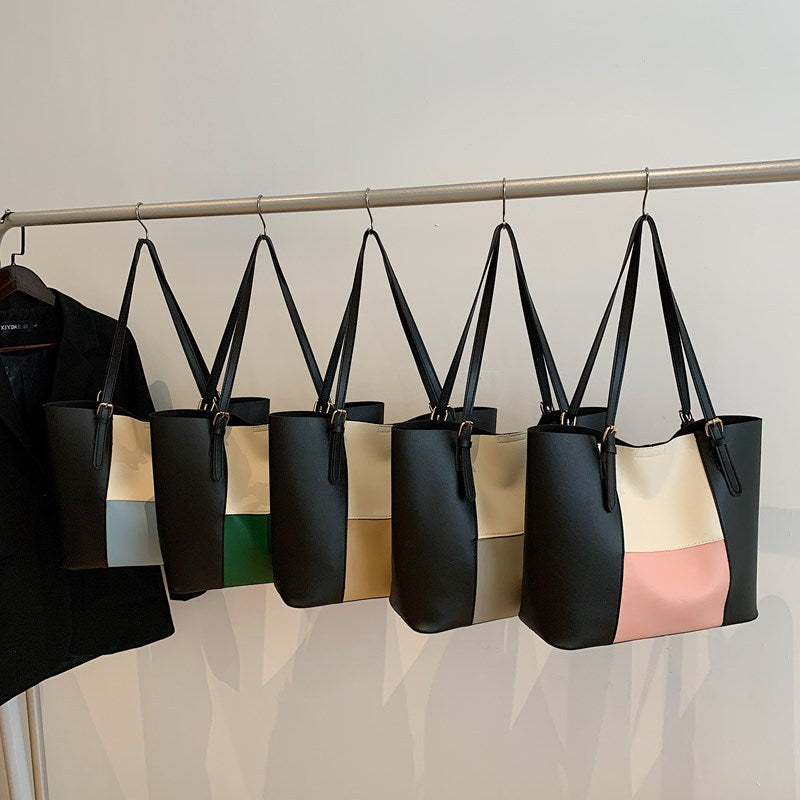 Versatile Color Block Tote Bag LoungeYard — product view 4