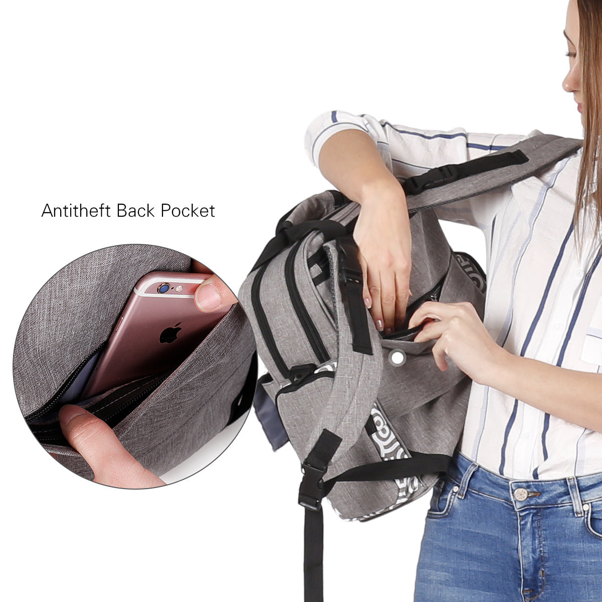 Multifunctional Diaper Bag with Insulated Compartments LoungeYard — product view 5