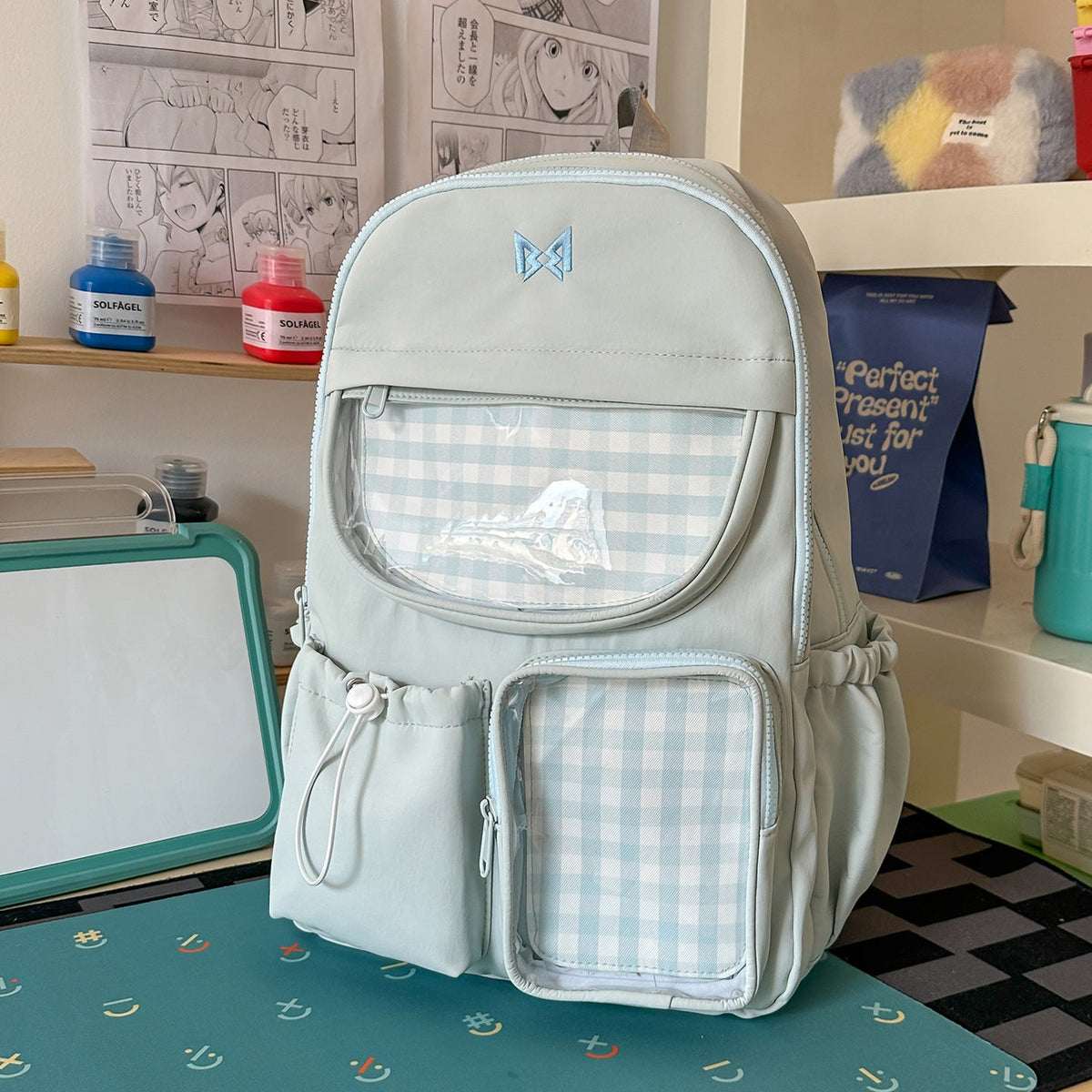 Functional Gingham Print Backpack LoungeYard — product view 6