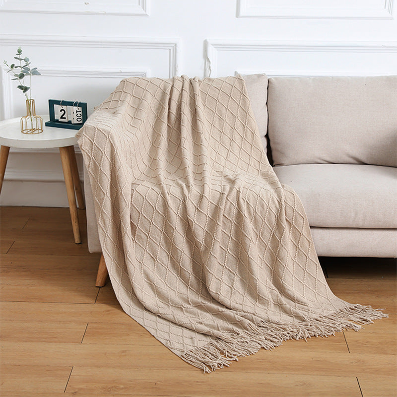 Luxury Textured Knit Throw Blanket LoungeYard — product view 1