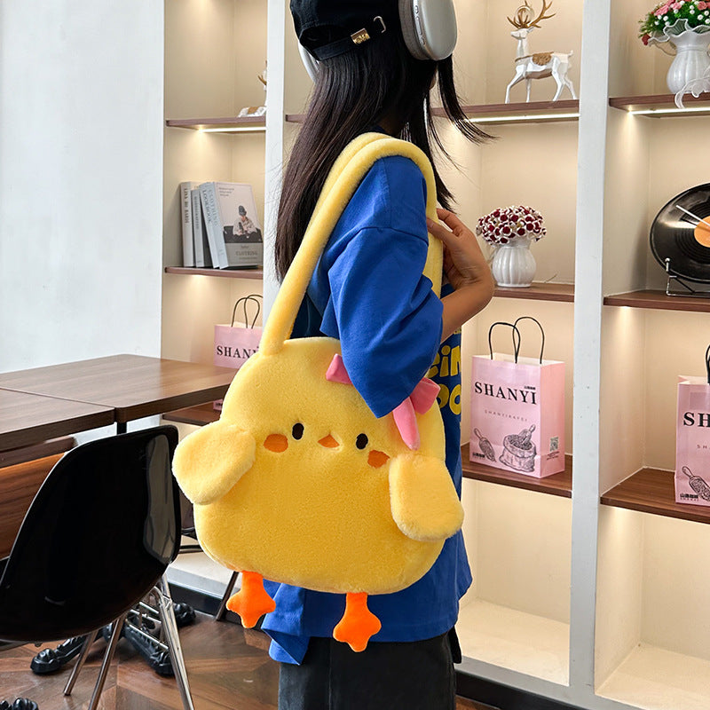 Cozy plush handbag in chicken design LoungeYard — product view 2