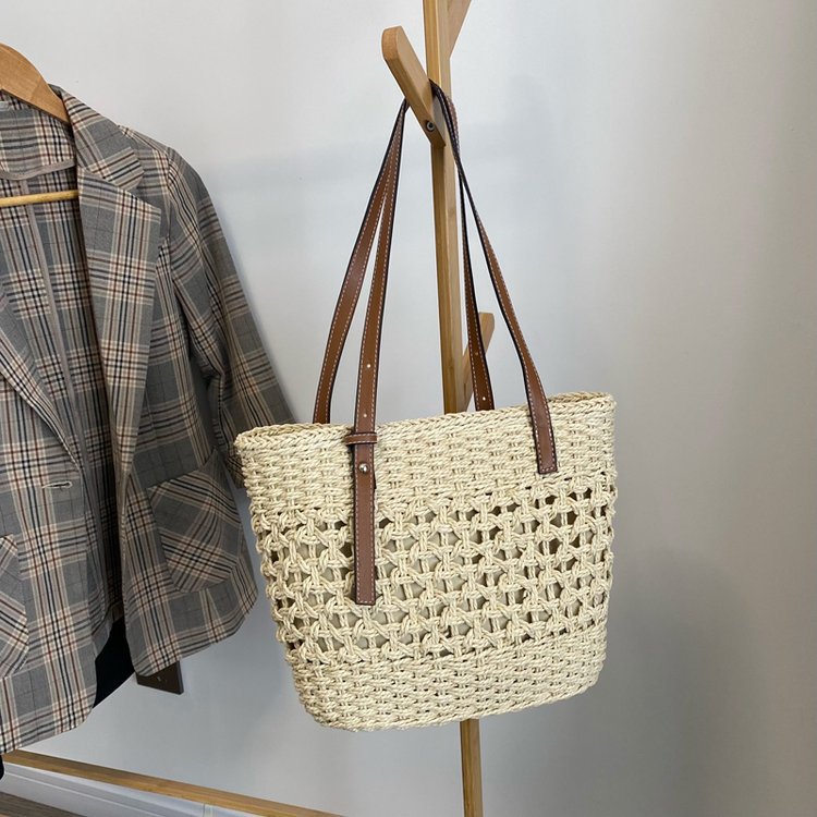 Handbag Made of Natural Macrame with Vegan Leather Handles LoungeYard — product view 1