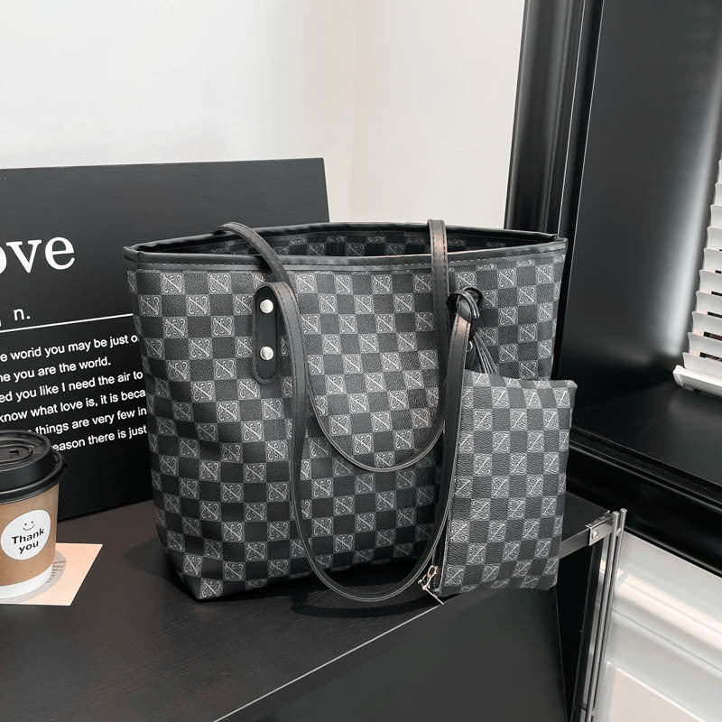 Checked Canvas Tote Bag — product view 1