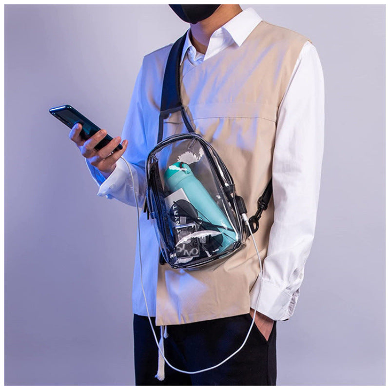 Transparent sling bag with practical multi-pocket design LoungeYard — product view 2