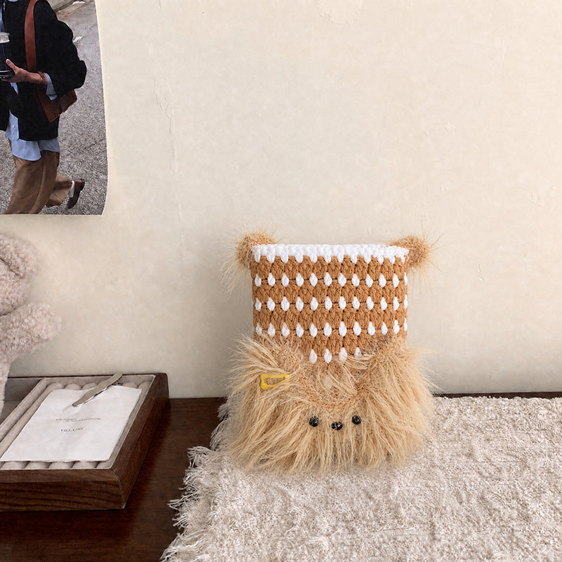 Cute Animal-Themed Plush Drawstring Pouch — product view 1