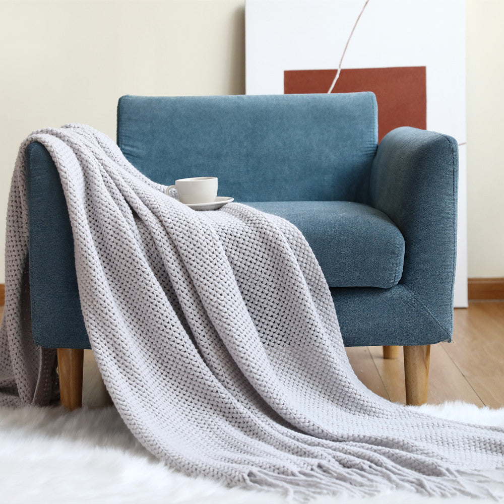 Cozy Waffle Knit Throw Blanket LoungeYard — product view 3