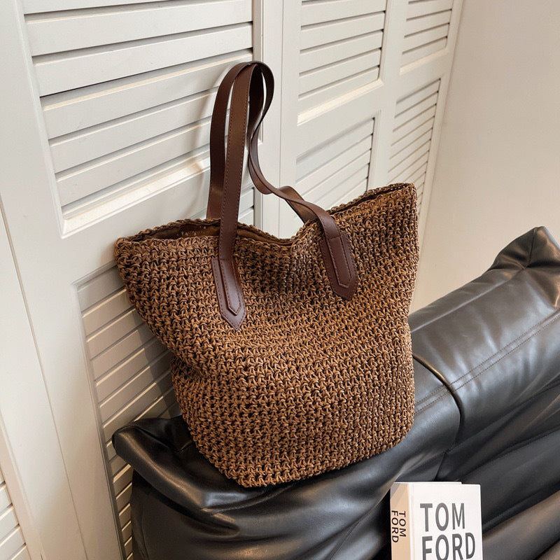 Braided shopping bag with leather handles LoungeYard — product view 6
