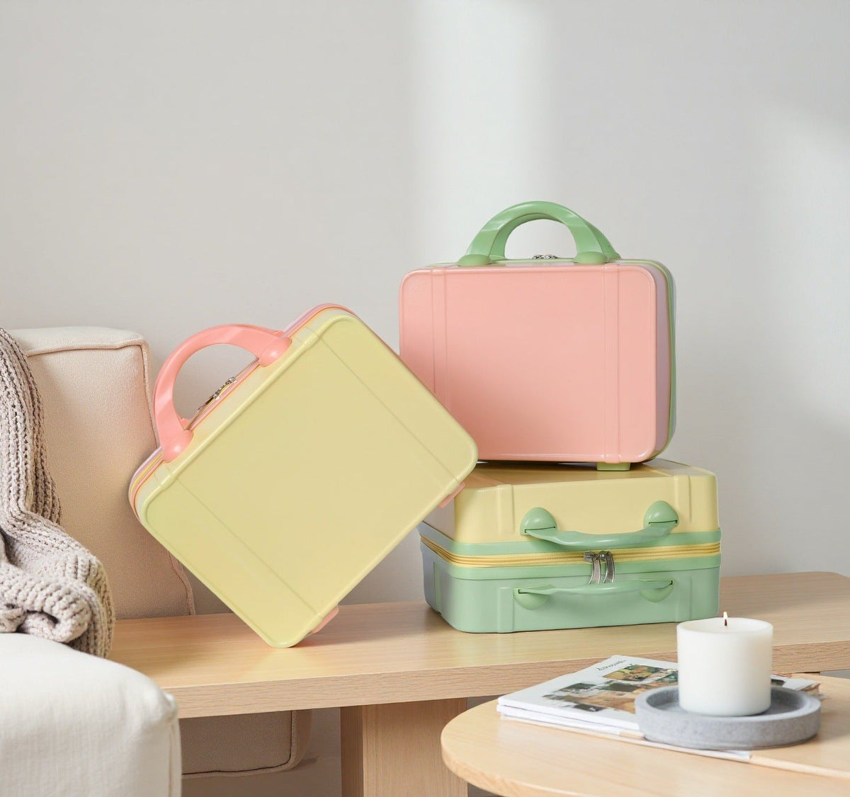 compact hard-shell mini travel vanity case with top handle secure zipper and stackable design LoungeYard — product view 1