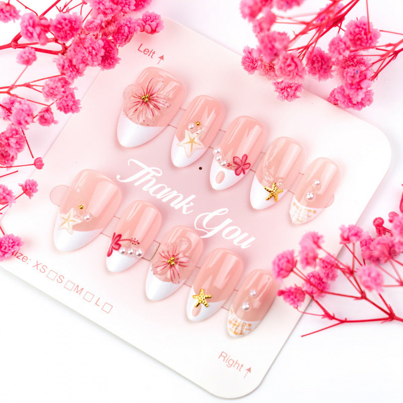 Artistic Seashell Decorated Press-On Nails — product view 2