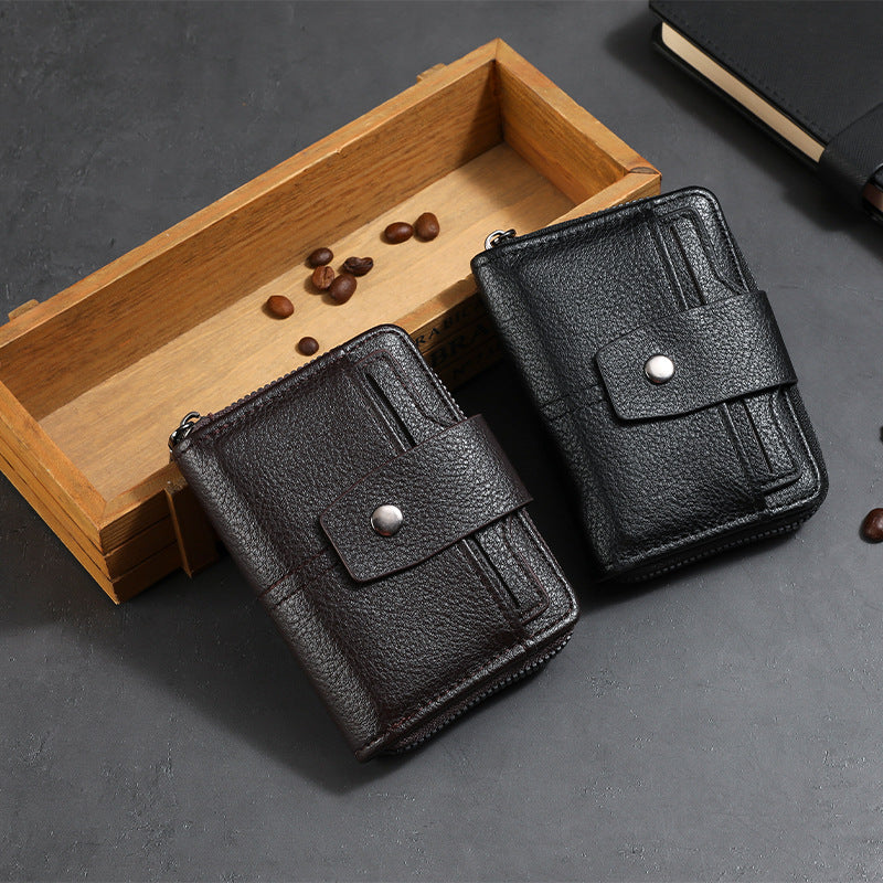 Premium Leather Zippered Card Wallet LoungeYard — product view 1