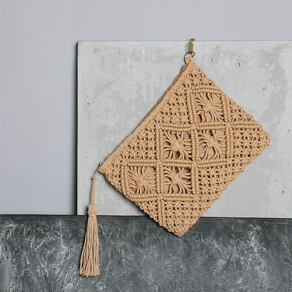 Macrame Clutch with Tassel Details LoungeYard — product view 2