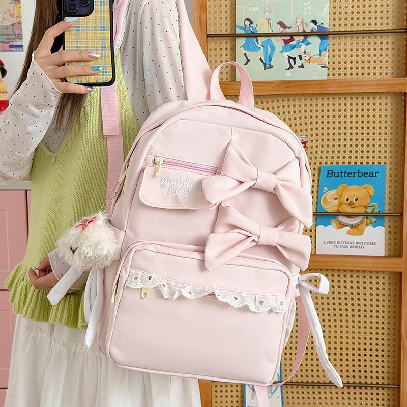 Decorative Bow-Embellished Backpack LoungeYard — product view 1