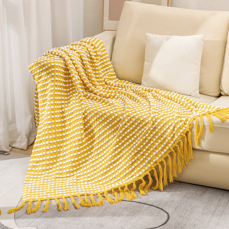Women's Structured Throw Blanket with Fringes LoungeYard — product view 4