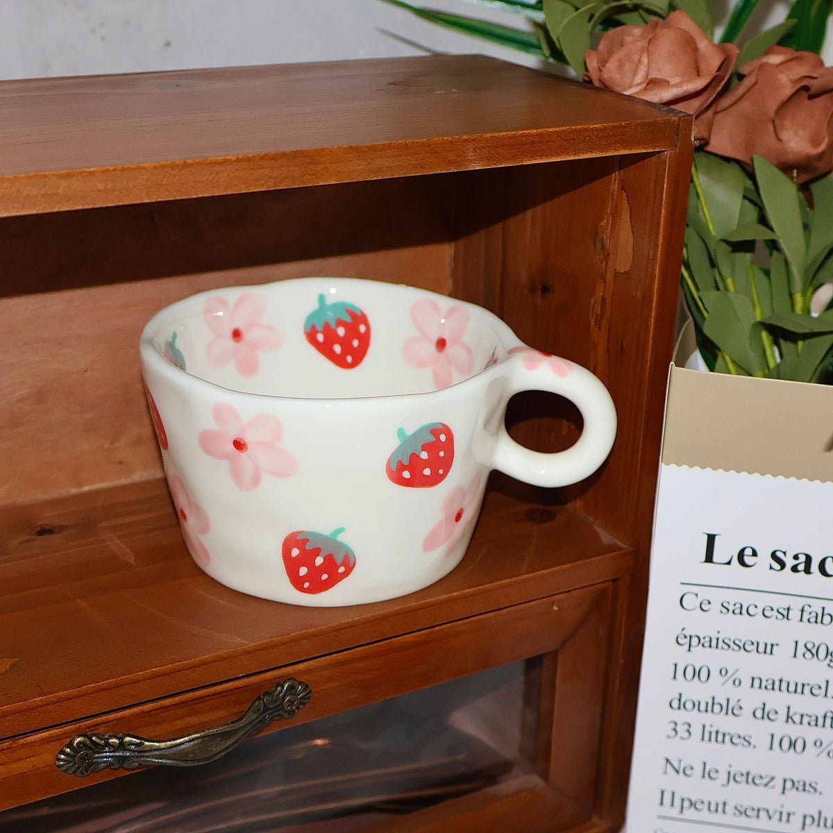 Ceramic mug with hand-painted penguin pattern — product view 6