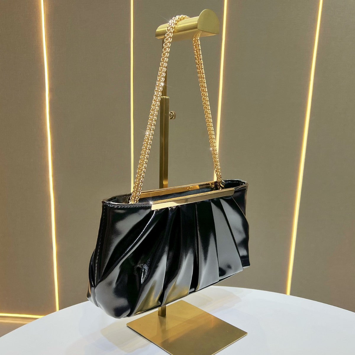 Pleated Chain Strap Evening Handbag — product view 2