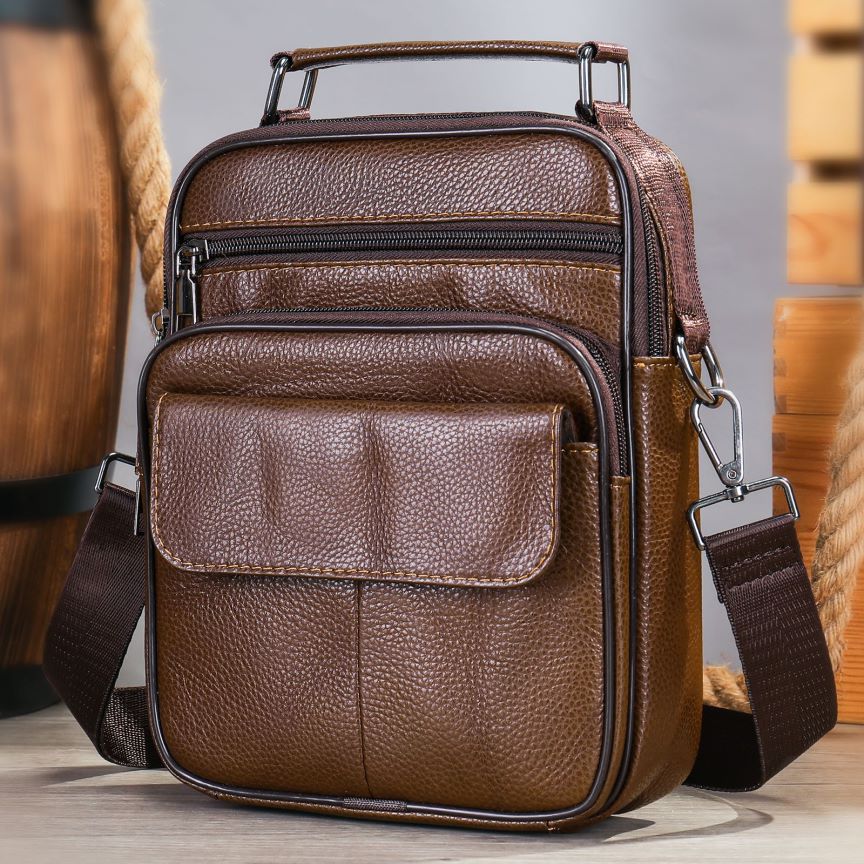Multi-Pocket Leather Crossbody Bag — product view 6