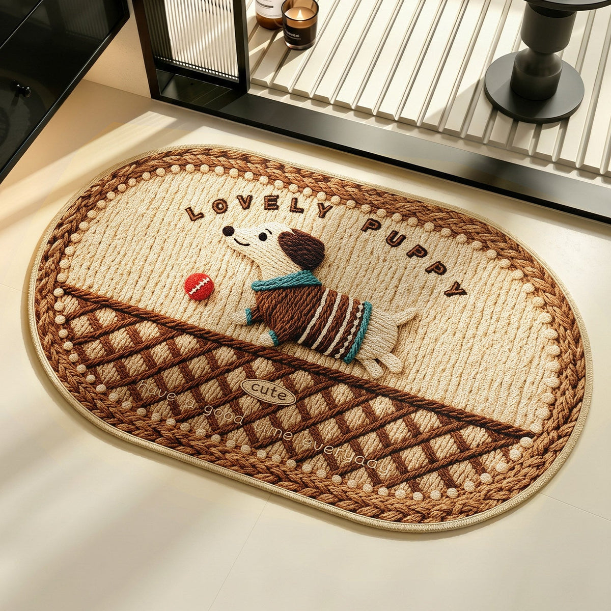 Cute Cartoon Dog-Themed Bath Mat — product view 4