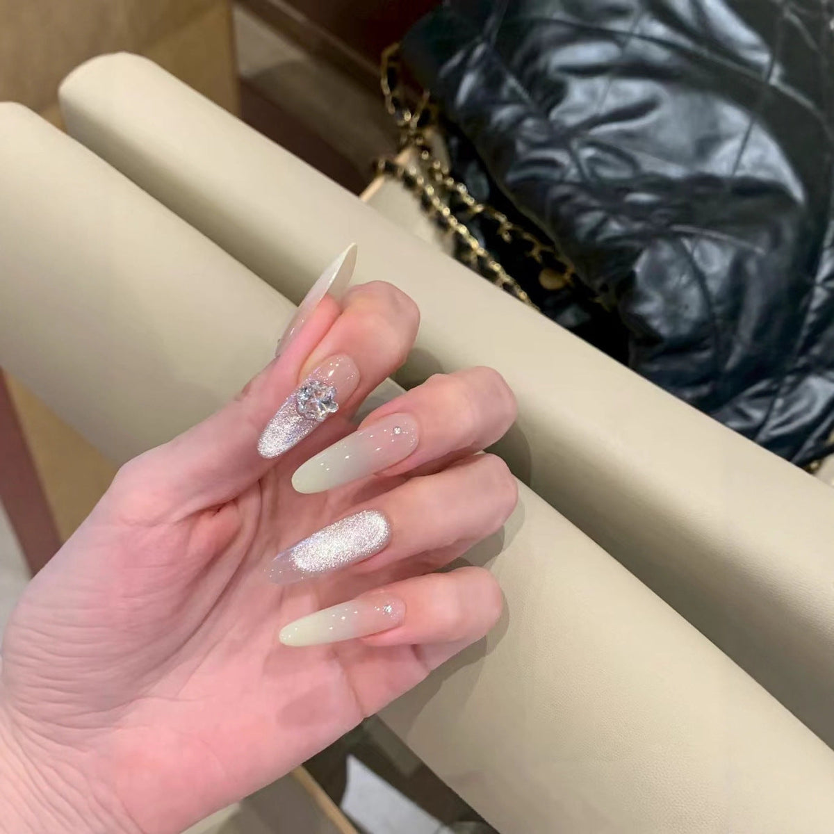 Glamorous Long Stiletto Nail Extensions with Rhinestone Accents — product view 2