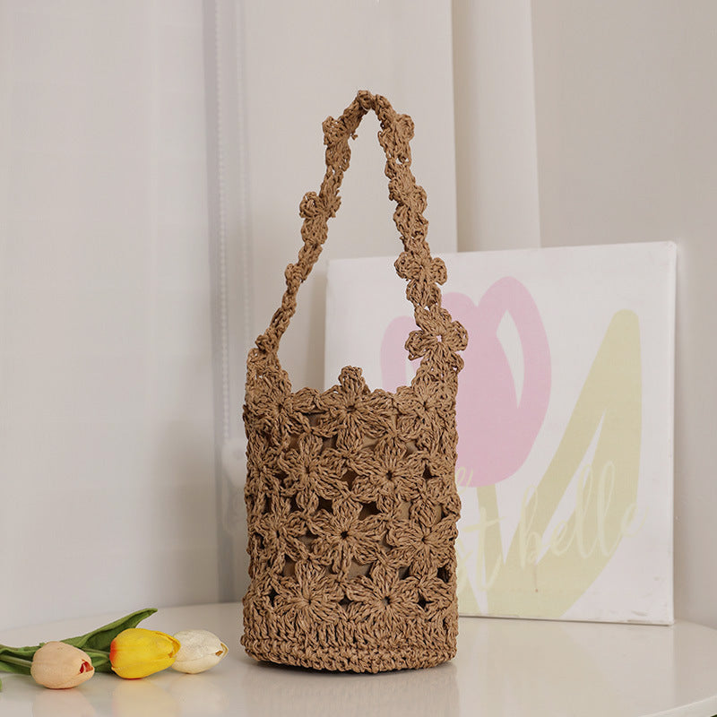 Handcrafted Macrame Bag In Floral Design LoungeYard — product view 1