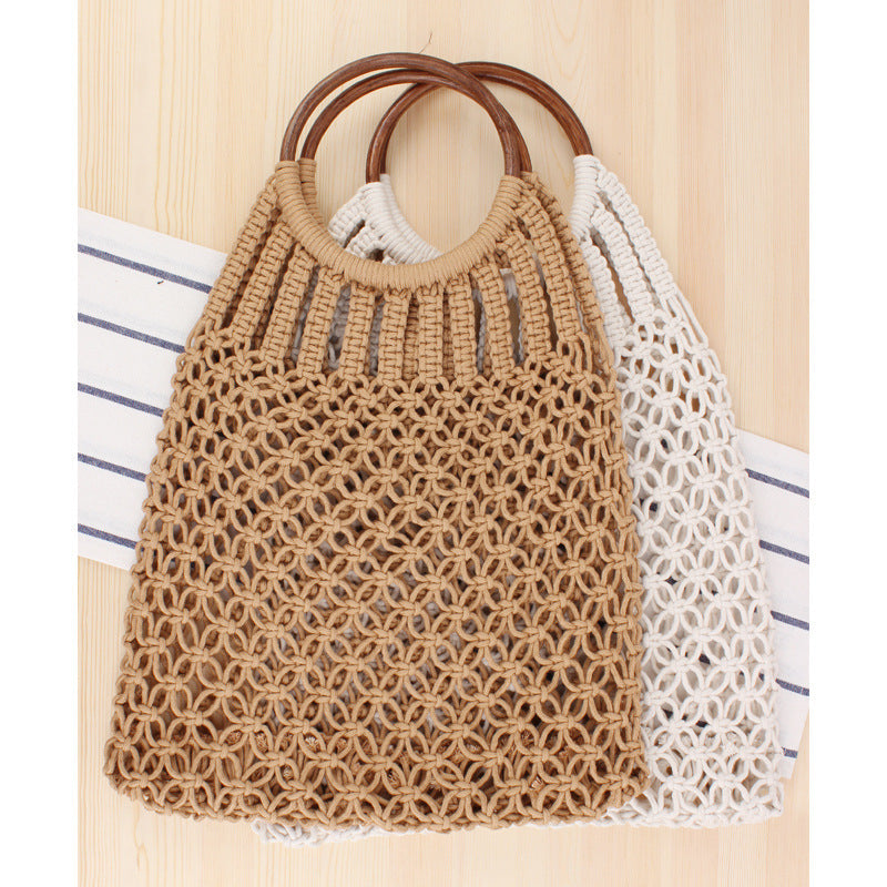 Tote bag with braided net design and practical inner bag LoungeYard — product view 4