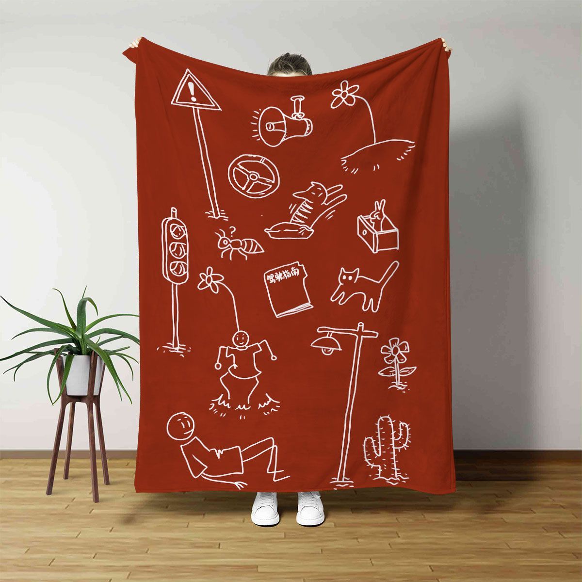 Fun Illustrated Plush Throw Blanket — product view 4
